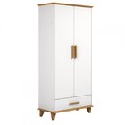 Guarda-roupa Infantil 2 Portas 1 Gaveta Candy  Branco/imbuia