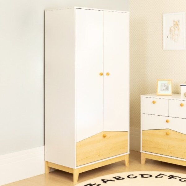 Guarda Roupa Infantil 2 Portas 1 Gaveta Safari  Branco/nature
