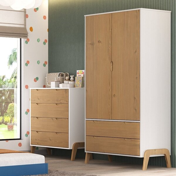 Guarda Roupa Infantil 2 Portas 2 Gavetas Zoe Espresso Móveis