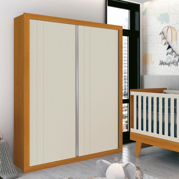 Guarda Roupa Infantil 2 Portas 3 Gavetas Prince Areia Fosco/s