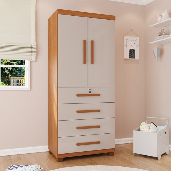 Guarda-roupa Infantil 2 Portas 4 Gavetas Anne Espresso Móveis