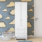 Guarda Roupa Infantil 2 Portas E 3 Gavetas 100% Mdf Mimo Bran