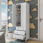 Guarda Roupa Infantil 2 Portas E 3 Gavetas 100% Mdf Mimo Bran