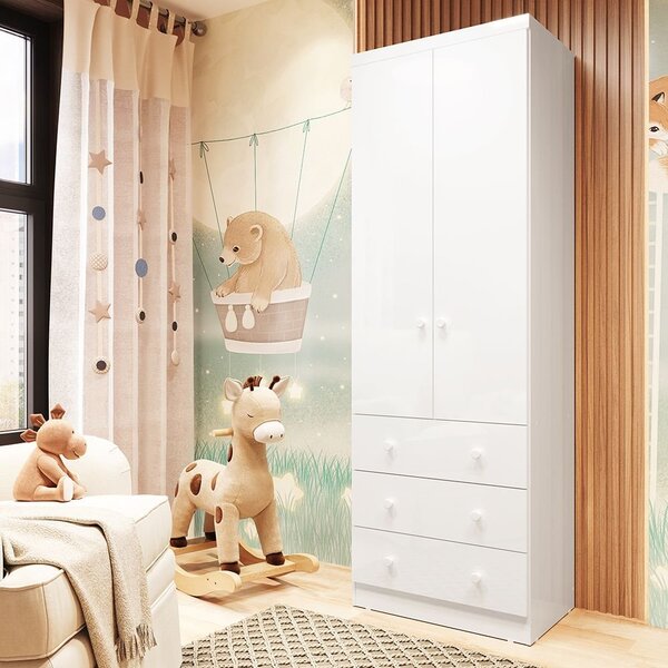 Guarda Roupa Infantil 2 Portas E 3 Gavetas 100% Mdf Smim Bran