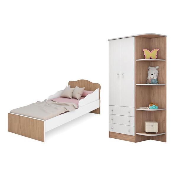 Guarda Roupa Infantil 2 Portas E Mini Cama Doce Sonho Branco/