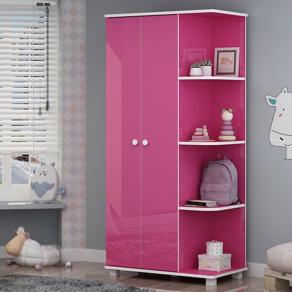 Guarda Roupa Infantil 2 Portas Princesinha Pink Ploc - Gelius