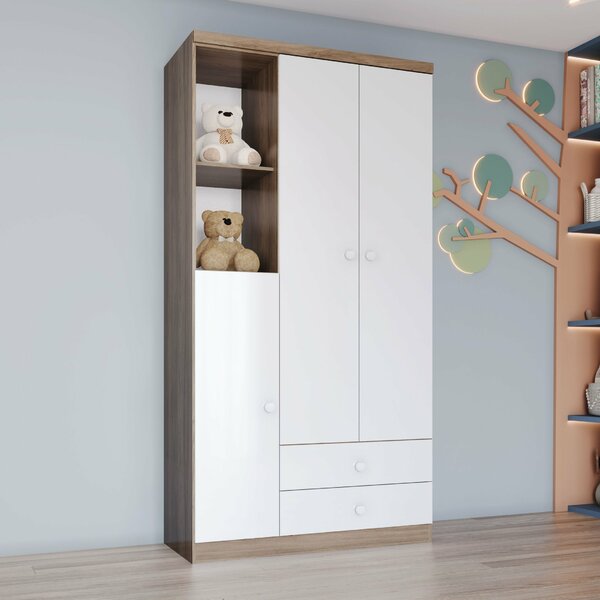 Guarda Roupa Infantil 3 Portas 2 Gavetas 2 Nichos Lápis De Co
