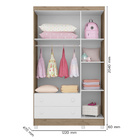 Guarda Roupa Infantil 3 Portas 2 Gavetas Carvalho/branco