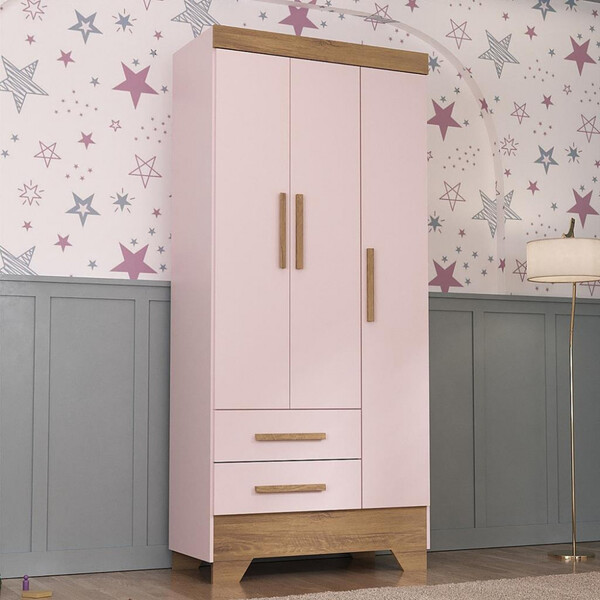 Guarda Roupa Infantil 3 Portas 2 Gavetas Catavento Rodial