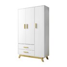 Guarda Roupa Infantil 3 Portas 2 Gavetas Dudu Rodmóveis Branco