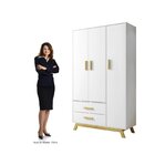 Guarda Roupa Infantil 3 Portas 2 Gavetas Dudu Rodmóveis Branco