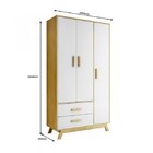 Guarda-roupa Infantil 3 Portas 2 Gavetas Dudu Rodmóveis Pinus