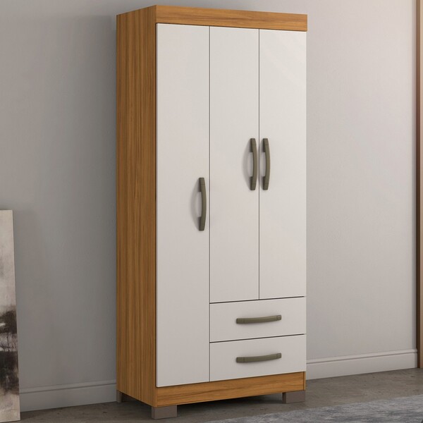 Guarda-roupa Infantil 3 Portas 2 Gavetas Freijó Trend/off Whi