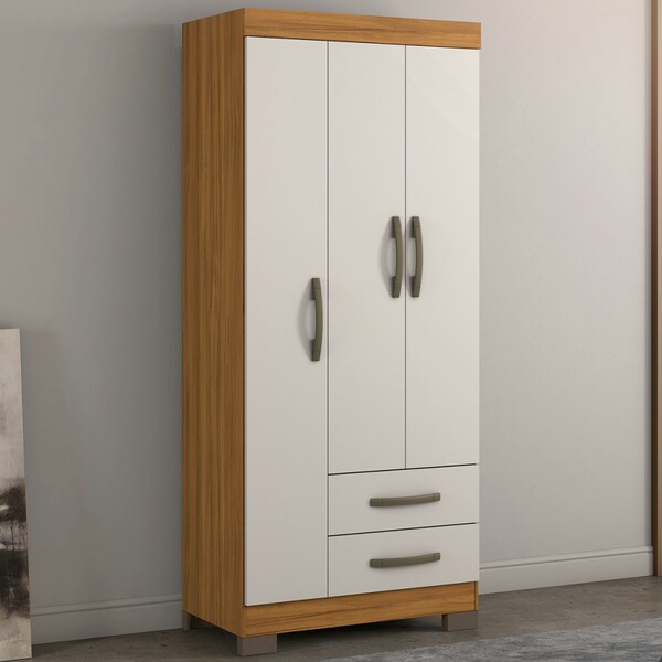 Guarda-roupa Infantil 3 Portas 2 Gavetas Freijó Trend/off Whi