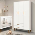 Guarda Roupa Infantil 3 Portas 2 Gavetas Isis Branco