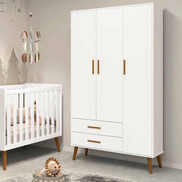 Guarda Roupa Infantil 3 Portas 2 Gavetas Isis Branco
