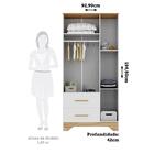 Guarda Roupa Infantil 3 Portas 2 Gavetas Mdf Popy Retro Peroba