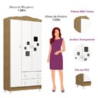 Guarda-roupa Infantil 3 Portas 2 Gavetas Mel Branco/bétula