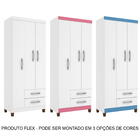 Guarda Roupa Infantil 3 Portas 2 Gavetas Porto Belo Branco Fl