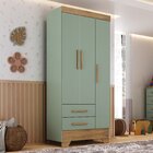 Guarda Roupa Infantil 3 Portas 2 Gavetas Verde/natural Tic Ta