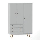 Guarda Roupa Infantil 3 Portas 3 Gavetas Retrô Luna Branco