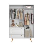 Guarda Roupa Infantil 3 Portas 3 Gavetas Retrô Luna Branco