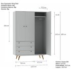 Guarda Roupa Infantil 3 Portas 3 Gavetas Retrô Luna Branco