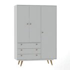 Guarda Roupa Infantil 3 Portas 3 Gavetas Retrô Luna Branco