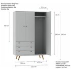 Guarda Roupa Infantil 3 Portas 3 Gavetas Retrô Luna Branco