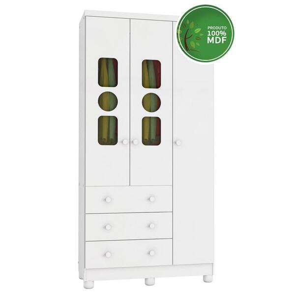 Guarda Roupa Infantil 3 Portas 3 Gavetas Tedy Móveis Peroba B