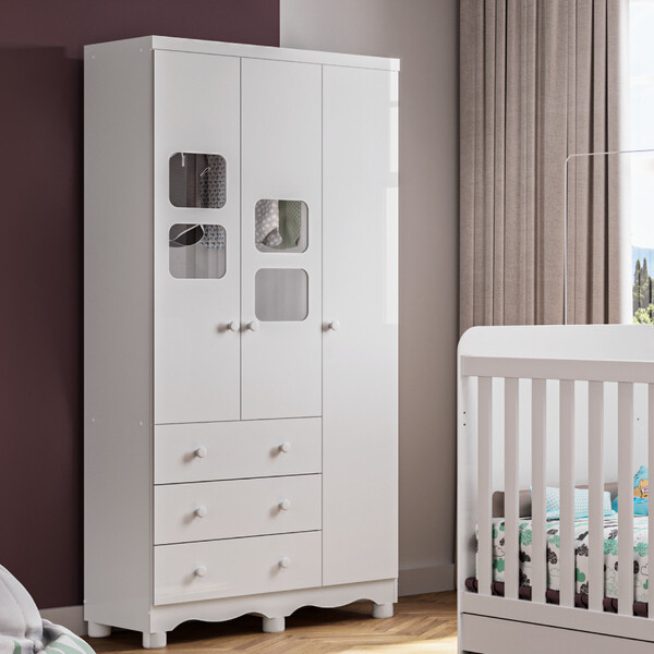 Guarda Roupa Infantil 3 Portas 3 Gavetas Uli New Móveis Peroba