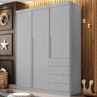 Guarda Roupa Infantil 3 Portas 4 Gavetas Cinza Pérola Phoenix