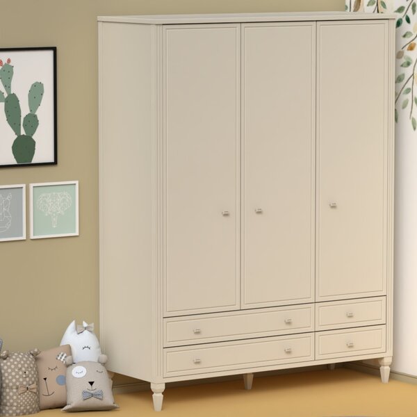 Guarda Roupa Infantil 3 Portas 4 Gavetas Tudor  Areia