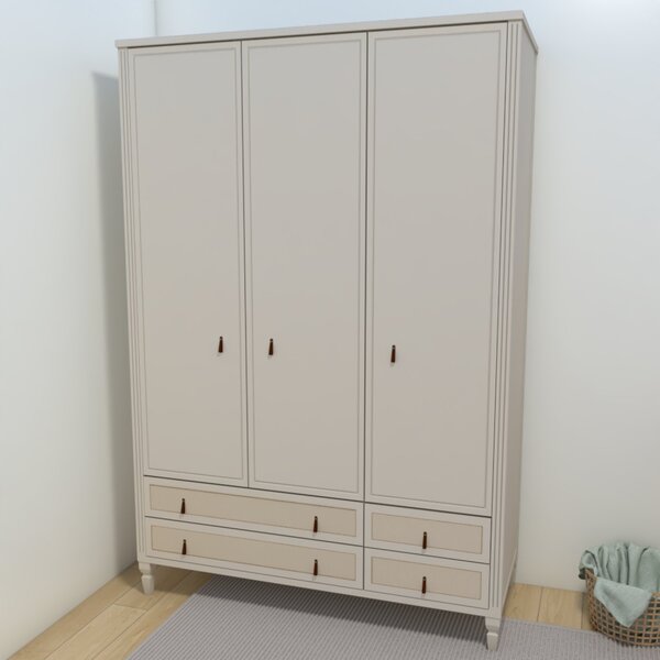 Guarda Roupa Infantil 3 Portas 4 Gavetas Tudor Plus  Areia