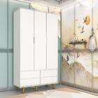 Guarda Roupa Infantil 3 Portas Com Gavetas Amora Branco Fosco