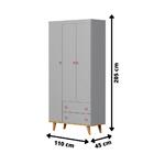 Guarda Roupa Infantil 3 Portas Com Gavetas Fernanda Cinza Fos