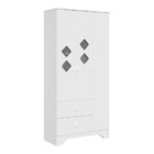 Guarda Roupa Infantil 3 Portas Com Janelas Losango E 2 Gaveta