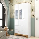 Guarda-roupa Infantil 3 Portas Com Janelas Retangulares E 2 G