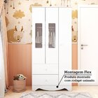 Guarda Roupa Infantil 3 Portas Com Janelas Retangulo E 2 Gave