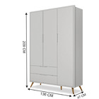 Guarda Roupa Infantil 3 Portas E 2 Gavetas Old Clean Cinza Po