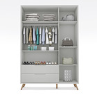 Guarda Roupa Infantil 3 Portas E 2 Gavetas Old Clean Cinza Po
