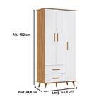 Guarda Roupa Infantil 3 Portas E 2 Gavetas Retrô Lunare Natur