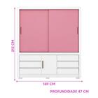 Guarda Roupa Infantil 3 Portas E 6 Gavetas 1.89m Branco Rosa
