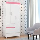 Guarda-roupa Infantil 3 Portas Pingo Branco/rosa