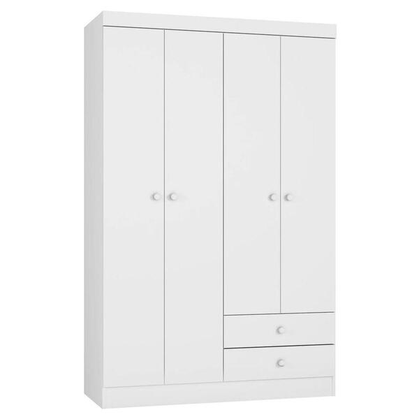 Guarda Roupa Infantil 4 Portas 2 Gavetas 1044 Louise Branco -