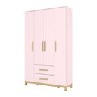 Guarda Roupa Infantil 4 Portas 2 Gavetas Alegria Rosa Chá