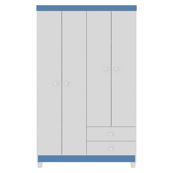 Guarda Roupa Infantil 4 Portas 2 Gavetas Aquarela Baby Branco