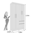 Guarda Roupa Infantil 4 Portas 2 Gavetas Com Pés 108cm Oregon