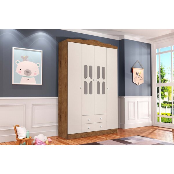 Guarda Roupa Infantil 4 Portas 2 Gavetas Eloa J&a Móveis Demo