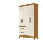 Guarda Roupa Infantil 4 Portas 2 Gavetas Freijó Off White Mil